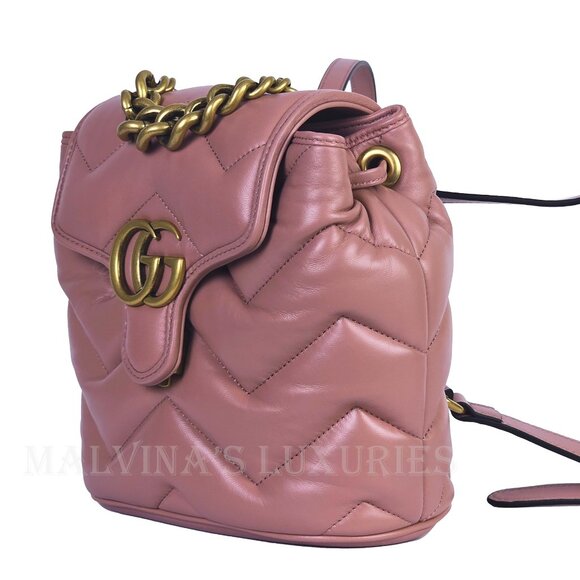 GUCCI BAG 777253 GG MARMONT LOGO BACKPACK PINK QUILTED LEATHER main image 15